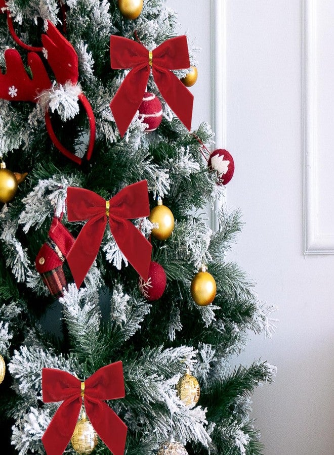 GHAMYEE 24Pcs Red Velvet Christmas Tree Bows Ornaments Vintage Velvet Ribbon Bows for Tree Garland Wreath Indoor Outdoor Christmas Decor Xmas Decorations 1" Wide, 3.5 * 3.5 inch - Image 5